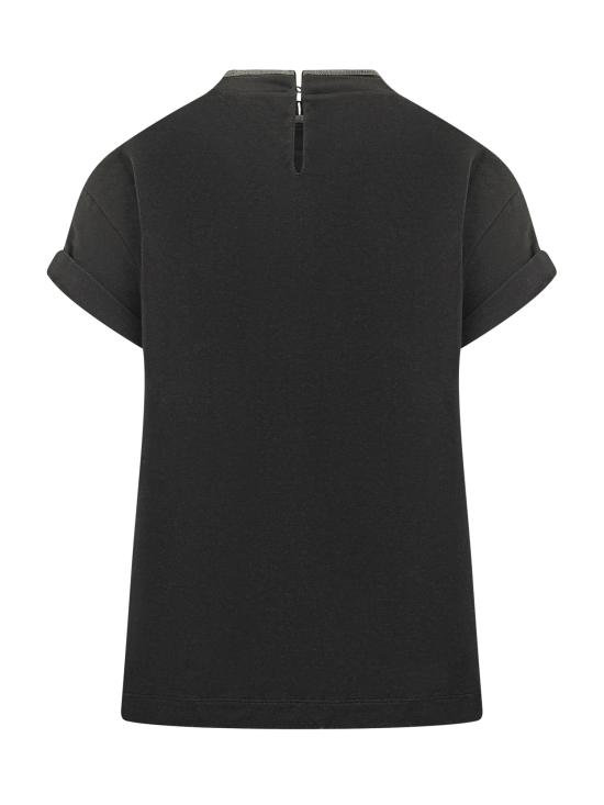 26SS 브루넬로 쿠치넬리 콘트라스트 트림 코튼 티셔츠 M0T18BD200 C101 NERO - BRUNELLO CUCINELLI