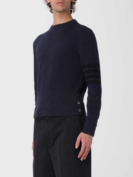 26SS 톰브라운 코튼 가디건 스티치 4바 풀오버 MKA580AY3065 415 Blue - THOM BROWNE