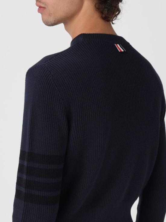 26SS 톰브라운 코튼 가디건 스티치 4바 풀오버 MKA580AY3065 415 Blue - THOM BROWNE