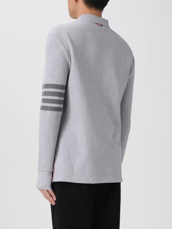 26SS 톰브라운 텍스쳐드 피케 4바 롱슬리브 폴로셔츠 MJP234AJ0248 050 Grey - THOM BROWNE