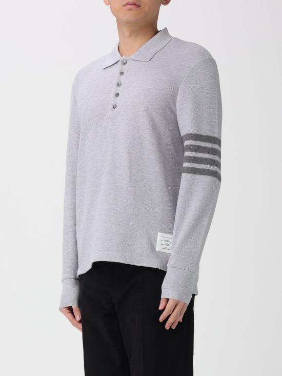 26SS 톰브라운 텍스쳐드 피케 4바 롱슬리브 폴로셔츠 MJP234AJ0248 050 Grey - THOM BROWNE