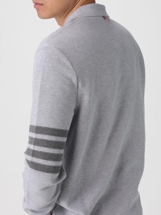 26SS 톰브라운 텍스쳐드 피케 4바 롱슬리브 폴로셔츠 MJP234AJ0248 050 Grey - THOM BROWNE