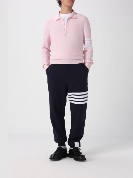 26SS 톰브라운 텍스쳐드 피케 4바 롱슬리브 폴로셔츠 MJP234AJ0248 680 Pink - THOM BROWNE