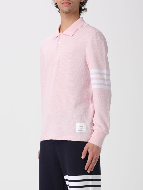 26SS 톰브라운 텍스쳐드 피케 4바 롱슬리브 폴로셔츠 MJP234AJ0248 680 Pink - THOM BROWNE