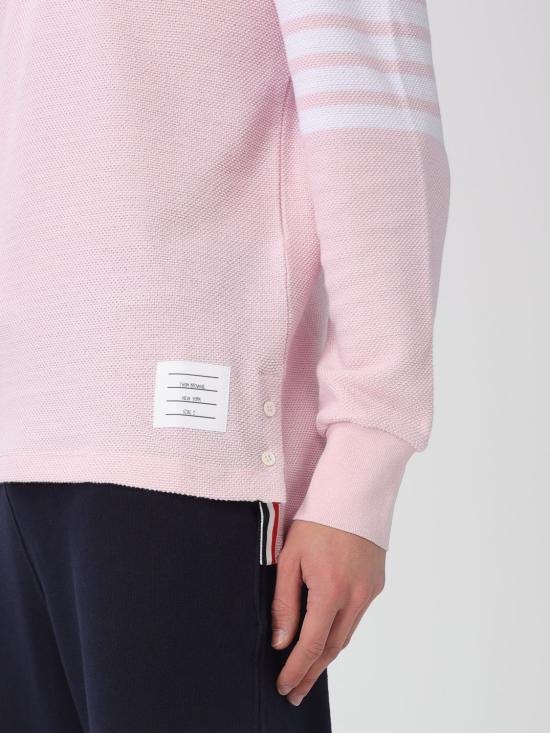 26SS 톰브라운 텍스쳐드 피케 4바 롱슬리브 폴로셔츠 MJP234AJ0248 680 Pink - THOM BROWNE