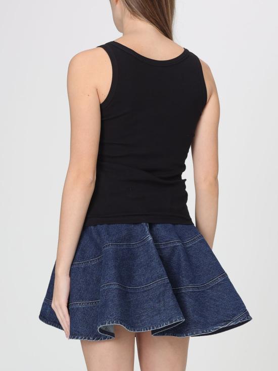 26SS 베르사체 로고 패피 리브드 스트레치 코튼 탱크탑 10232101A17222 1B000 Black - VERSACE