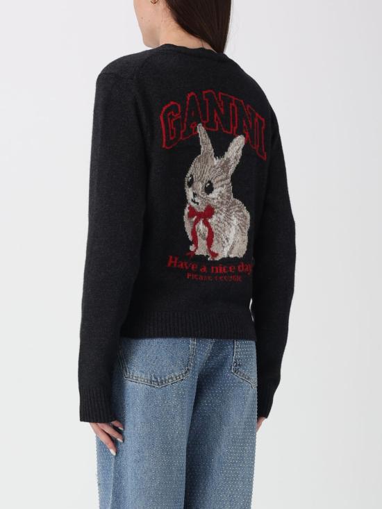 26SS 가니 그래픽 울 가디건 A1070090 252 Charcoal - GANNI