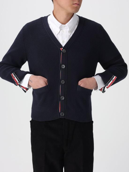 26SS 톰브라운 가먼트 다이드 4바 가디건 MKC635AY3065 415 Navy - THOM BROWNE