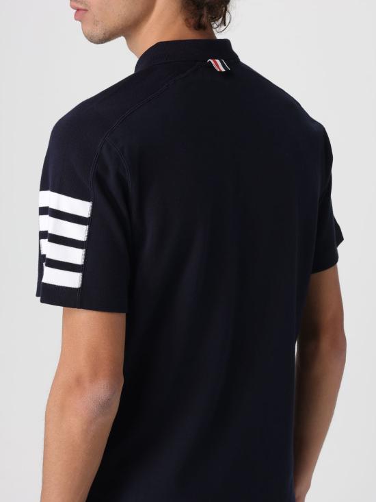 26SS 톰브라운 코튼 4바 숏 슬리브 폴로 티셔츠 MJP192A07323 415 Navy - THOM BROWNE