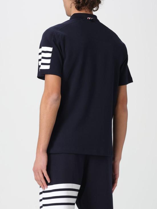 26SS 톰브라운 코튼 4바 숏 슬리브 폴로 티셔츠 MJP192A07323 415 Navy - THOM BROWNE