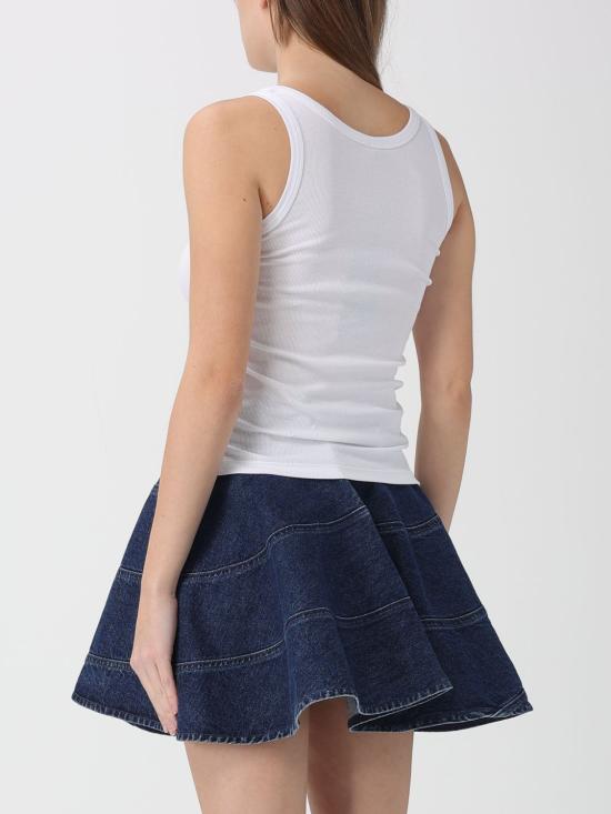 26SS 베르사체 로고 패피 리브드 스트레치 코튼 탱크탑 10232101A17222 1W000 White - VERSACE