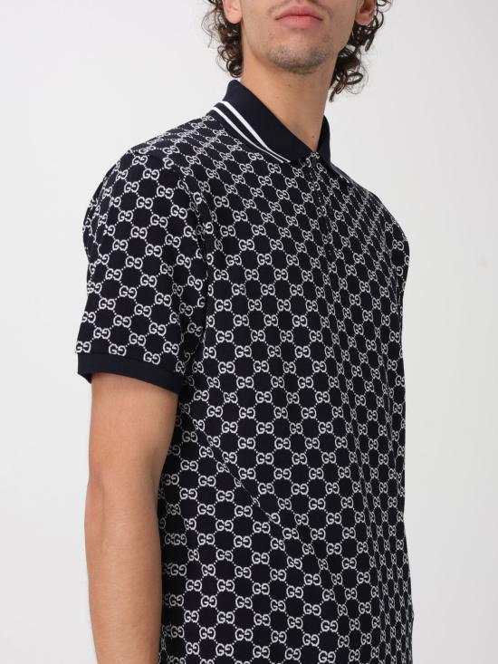 26SS 구찌 코튼 피케 자카드 폴로 셔츠 788024XJHH7 4137 Navy - GUCCI