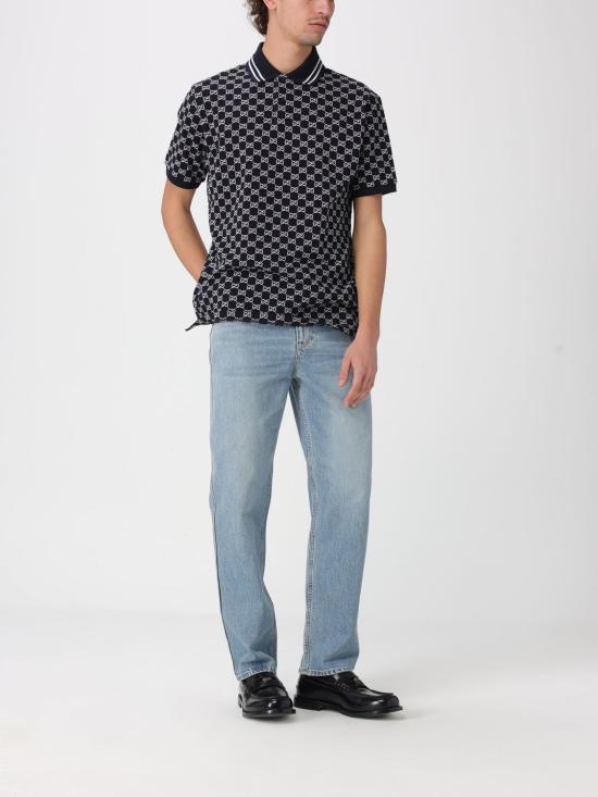 26SS 구찌 코튼 피케 자카드 폴로 셔츠 788024XJHH7 4137 Navy - GUCCI