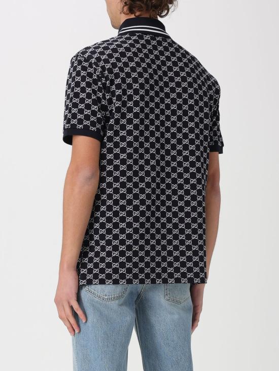 26SS 구찌 코튼 피케 자카드 폴로 셔츠 788024XJHH7 4137 Navy - GUCCI