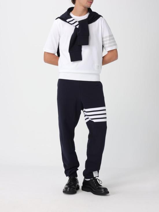 26SS 톰브라운 텍스쳐드 피케 4바 롱슬리브 폴로셔츠 MJP234AJ0248 415 Navy - THOM BROWNE