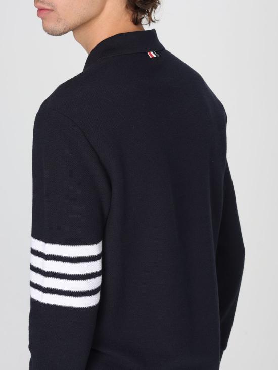26SS 톰브라운 텍스쳐드 피케 4바 롱슬리브 폴로셔츠 MJP234AJ0248 415 Navy - THOM BROWNE