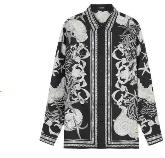 25FW 베르사체 긴팔 셔츠 10121411A11093 5BC70 Black Concrete Bone