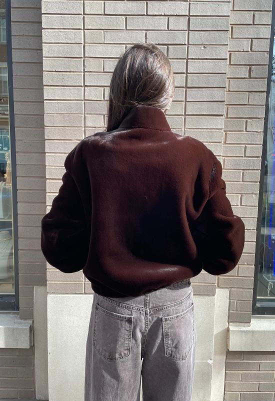  더 엔케이씨 스토어 봄버 자켓 NKC 스토어 초콜릿색 인조 모피 봄버 재킷 - The NKC Store