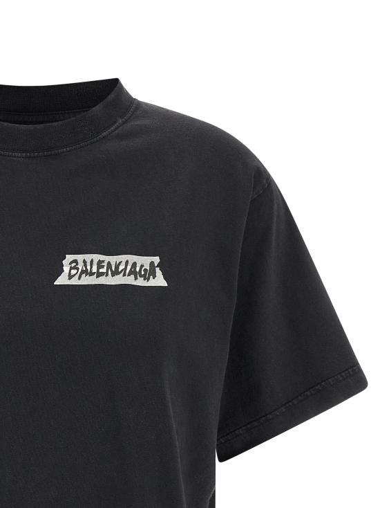 26SS 발렌시아가 마스킹 테이프 티셔츠 850990TTVL61041 Black - BALENCIAGA