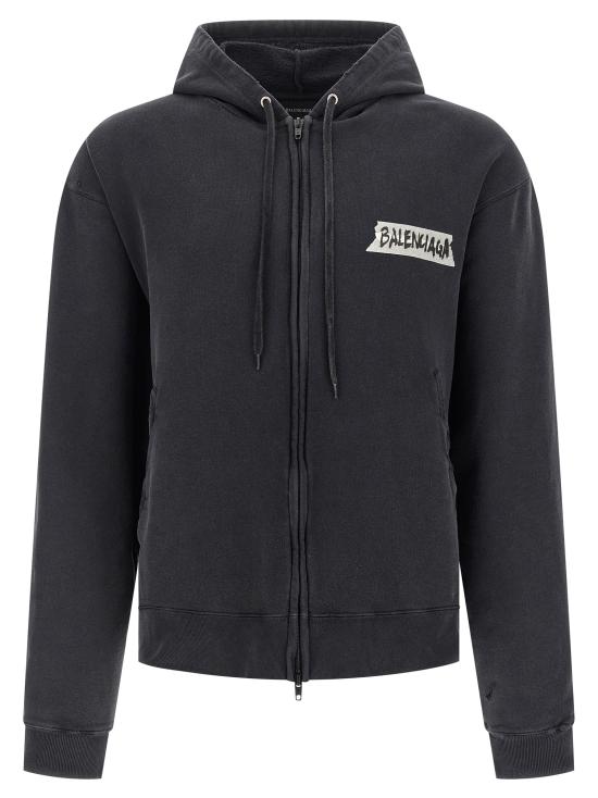 26SS 발렌시아가 마스킹 테이프 오버사이즈 집업 후디 850338TTVL71041 Black