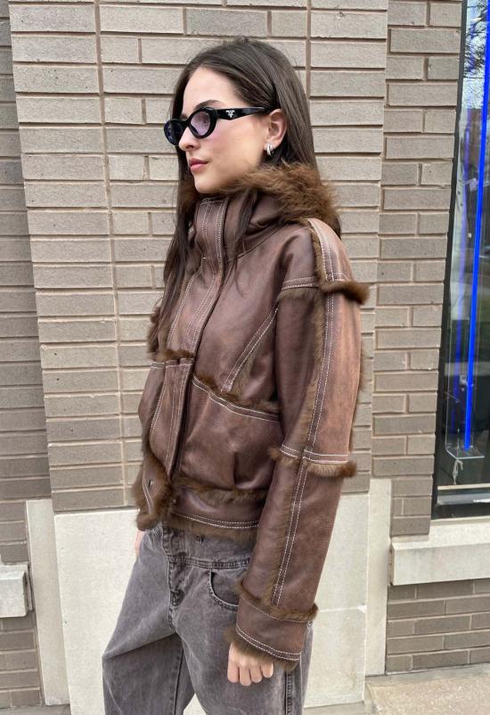  더 엔케이씨 스토어 코트 NKC 스토어 인조 가죽 토끼털 재킷 - The NKC Store