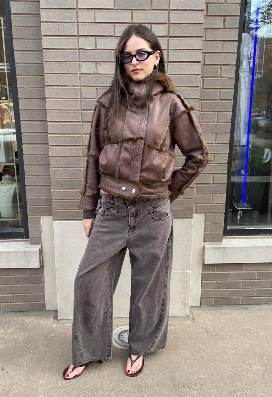  더 엔케이씨 스토어 코트 NKC 스토어 인조 가죽 토끼털 재킷 - The NKC Store