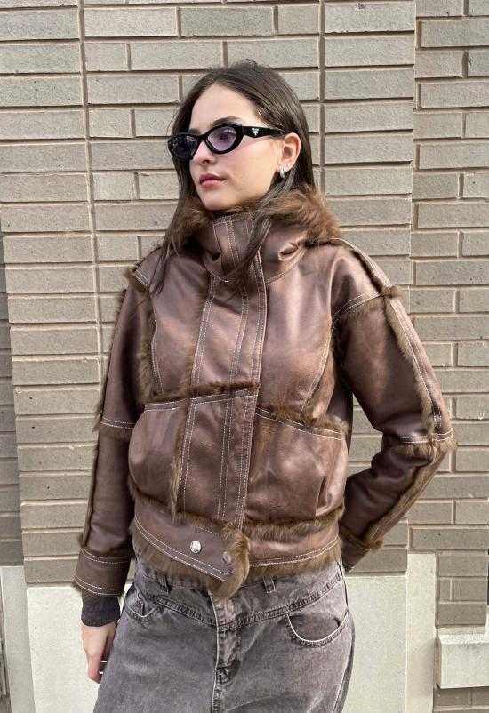  더 엔케이씨 스토어 코트 NKC 스토어 인조 가죽 토끼털 재킷 - The NKC Store