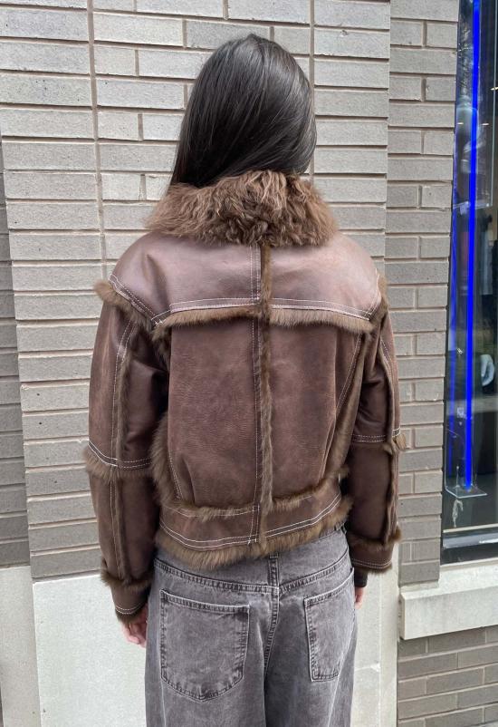  더 엔케이씨 스토어 코트 NKC 스토어 인조 가죽 토끼털 재킷 - The NKC Store