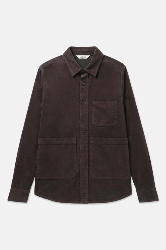  아스페시 자켓 헤비 트윌 오버셔츠 셔츠 브라운