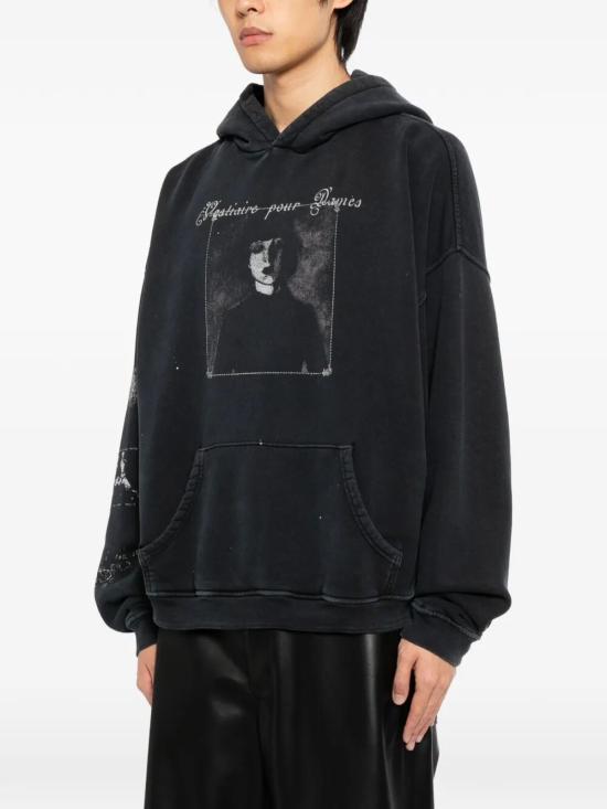 25FW 앙팡리쉬데프리메 후드 티셔츠 020 483 FADED BLACK WITH PAINT - ENFANTS RICHES DEPRIMES