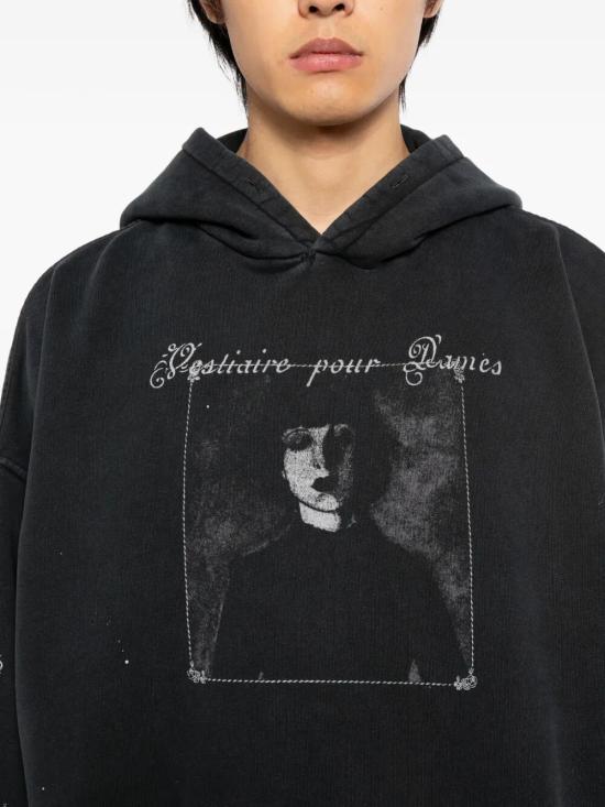 25FW 앙팡리쉬데프리메 후드 티셔츠 020 483 FADED BLACK WITH PAINT - ENFANTS RICHES DEPRIMES