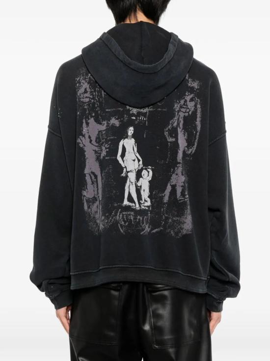 25FW 앙팡리쉬데프리메 후드 티셔츠 020 483 FADED BLACK WITH PAINT - ENFANTS RICHES DEPRIMES