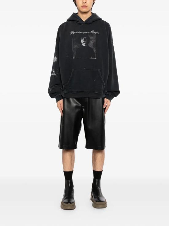 25FW 앙팡리쉬데프리메 후드 티셔츠 020 483 FADED BLACK WITH PAINT - ENFANTS RICHES DEPRIMES