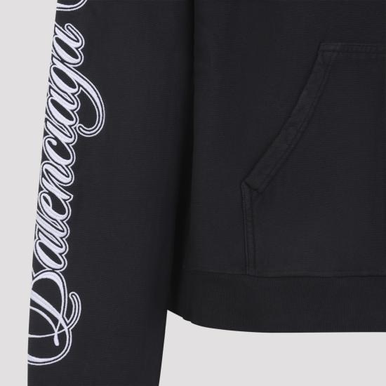 26SS 발렌시아가 후드 티셔츠 851236 TTVM8 6552 WASHED BLACK - BALENCIAGA