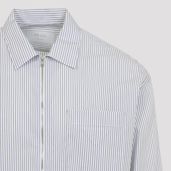 26SS 프라다 코튼 지퍼셔츠 SC855SOOO 189F F022X BLU BIANCO - PRADA