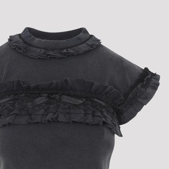 26SS 발렌시아가 러플 티셔츠 836121 TTVF8 1055 WASHED BLACK - BALENCIAGA