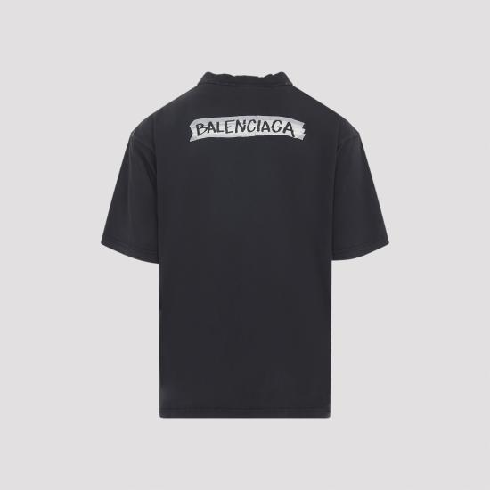26SS 발렌시아가 마스킹 테이프 티셔츠 미디움 핏 764235 TTVL6 1041 FADED WASHED BLACK - BALENCIAGA