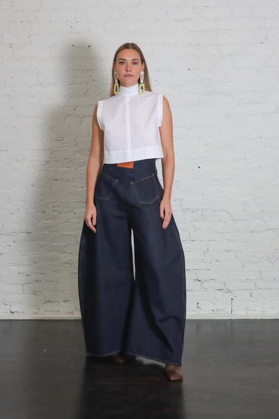  어웨이크 모드 데님 팬츠 A.W.A.K.E. 모드 라운드 백 투 프론트 진 미드 블루 - A.W.A.K.E. MODE