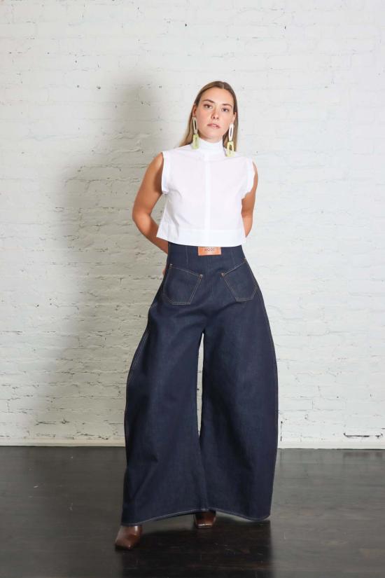  어웨이크 모드 데님 팬츠 A.W.A.K.E. 모드 라운드 백 투 프론트 진 미드 블루