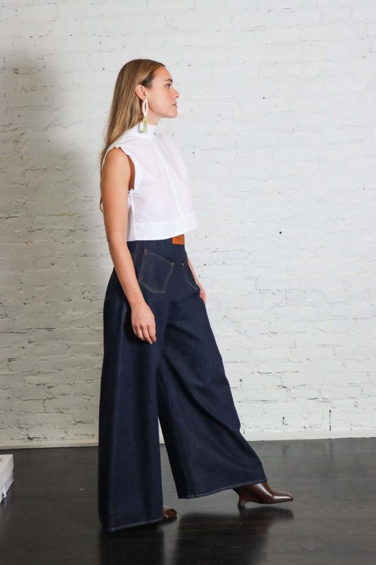  어웨이크 모드 데님 팬츠 A.W.A.K.E. 모드 라운드 백 투 프론트 진 미드 블루 - A.W.A.K.E. MODE