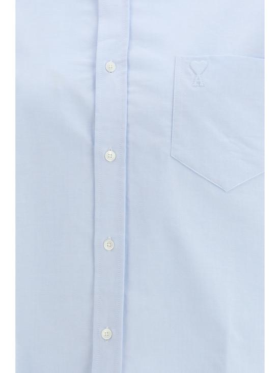 26SS 아미 톤온톤 하트 로고 크롭 오버사이즈 셔츠 FSH770CO0031 450 LIGHT BLUE - AMI