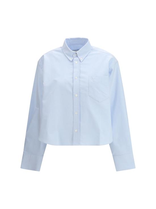 26SS 아미 톤온톤 하트 로고 크롭 오버사이즈 셔츠 FSH770CO0031 450 LIGHT BLUE
