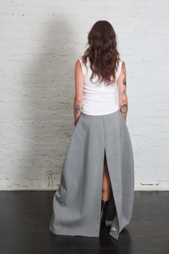  어웨이크 모드 롱 스커트 A.W.A.K.E. 모드 팬츠 스커트 그레이 멜란지 - A.W.A.K.E. MODE