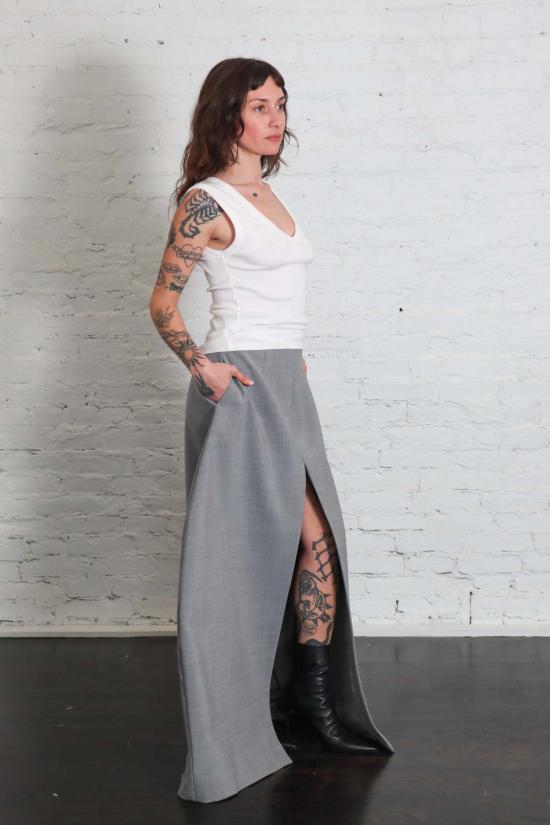  어웨이크 모드 롱 스커트 A.W.A.K.E. 모드 팬츠 스커트 그레이 멜란지 - A.W.A.K.E. MODE