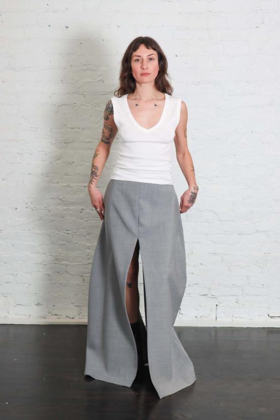  어웨이크 모드 롱 스커트 A.W.A.K.E. 모드 팬츠 스커트 그레이 멜란지