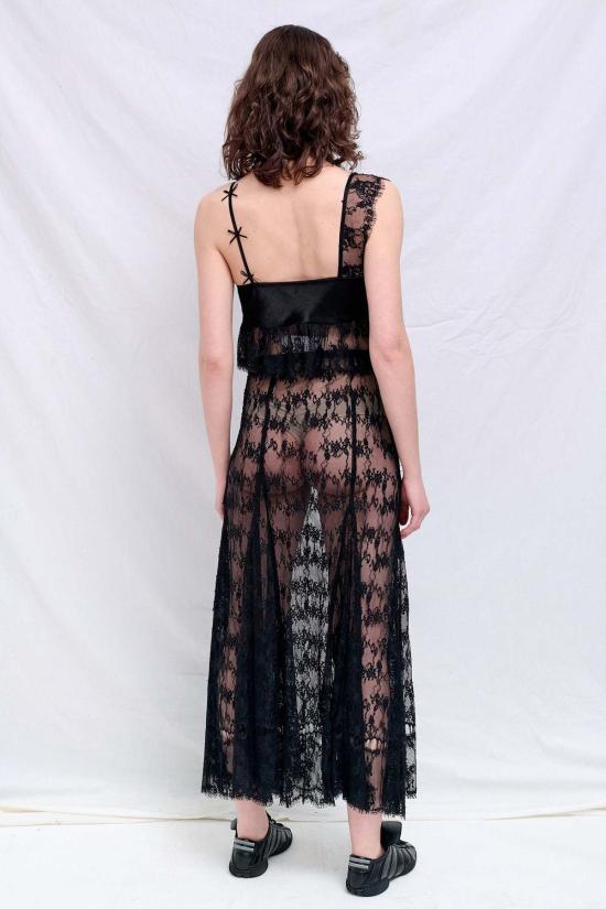  콜리나 스트라다 민소매 티셔츠 새틴 달리아 탱크탑 블랙 - COLLINA STRADA