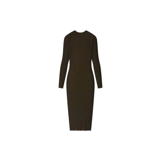  피어오브갓 롱 원피스 피어 오브 갓 립 긴팔 드레스 브라운 - FEAR OF GOD