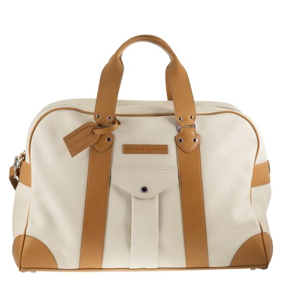 26SS 브루넬로 쿠치넬리 그레인드 카프스킨 스트리트 백 MBATBU394 NATURAL