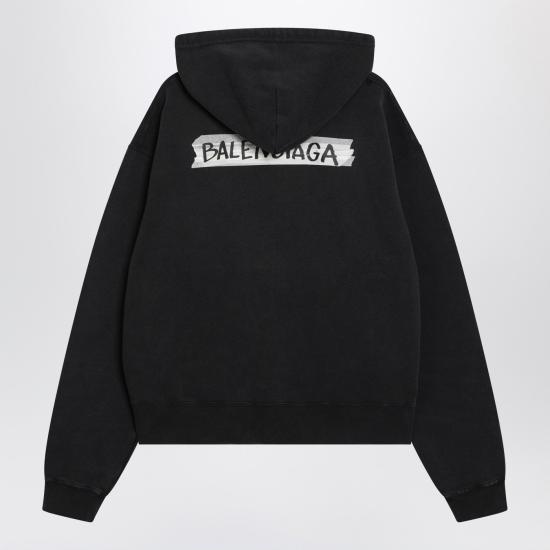 26SS 발렌시아가 마스킹 테이프 오버사이즈 집업 후디 850338TTVL7 Black - BALENCIAGA