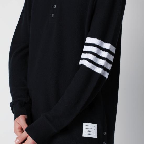 26SS 톰브라운 텍스쳐드 피케 4바 롱슬리브 폴로셔츠 MJP234AJ0248 Blue - THOM BROWNE
